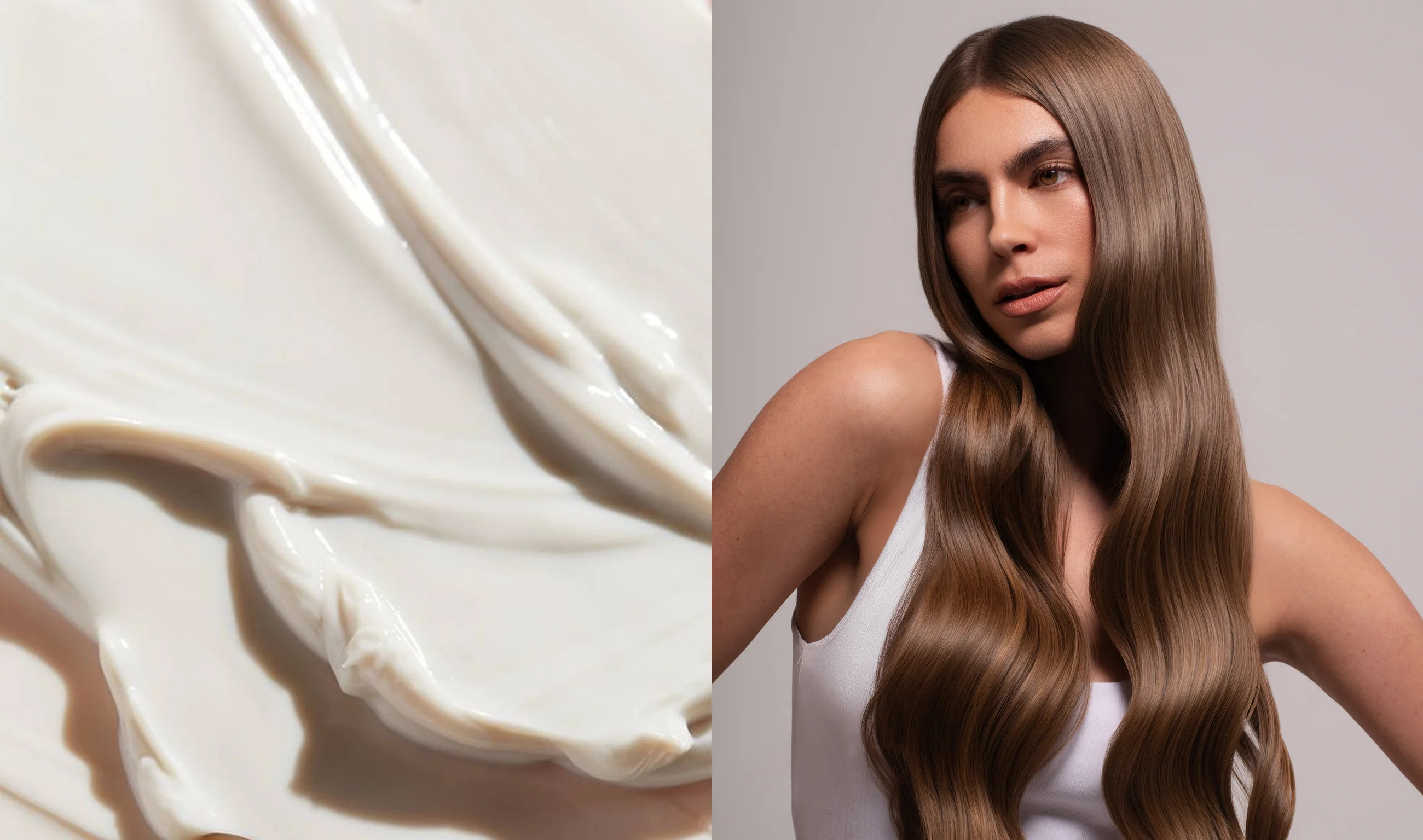 O&M CØR.restore campaign showing glossy, healthy hair